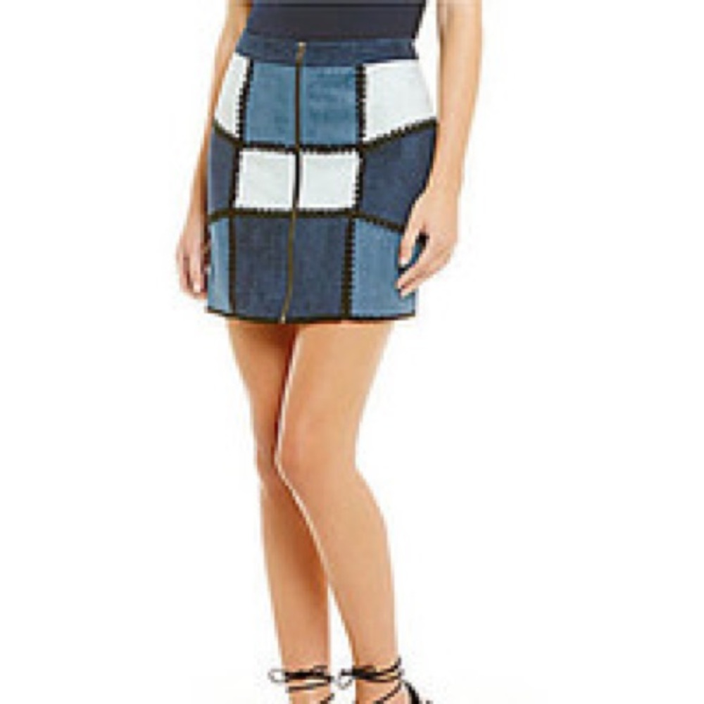 🌌Colorblock Suede Skirt